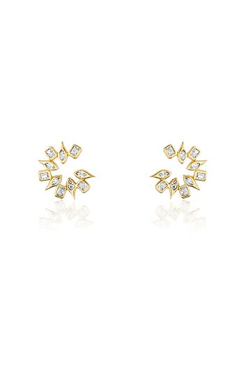 Gold Plated Mirror Tennis Stud Earrings