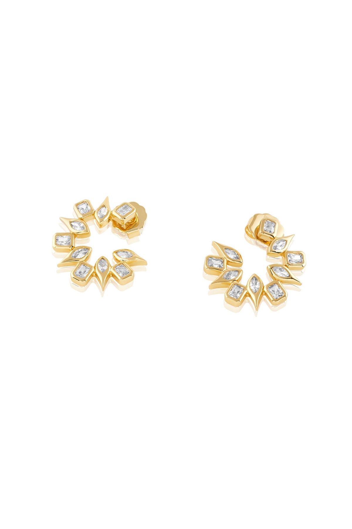 Gold Plated Mirror Tennis Stud Earrings