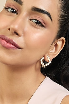 Gold Plated Mirror Tennis Square Stud Earrings