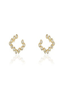 Gold Plated Mirror Tennis Square Stud Earrings
