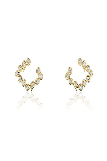 Gold Plated Mirror Tennis Square Stud Earrings