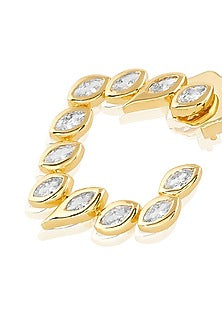 Gold Plated Mirror Tennis Square Stud Earrings