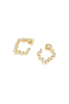 Gold Plated Mirror Tennis Square Stud Earrings