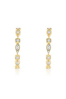 Gold Plated Mirror Tennis Hoop Earrings