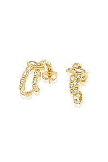 Gold Plated Mirror Tennis Eye Double Hoop Earrings