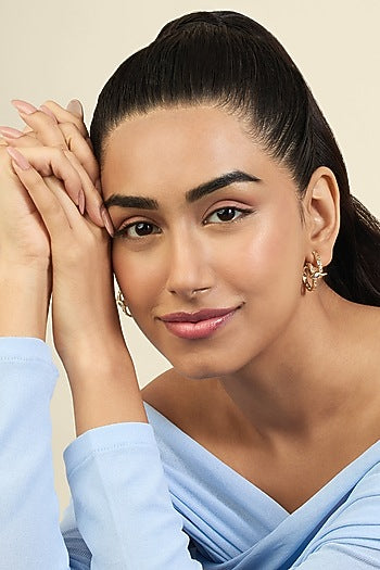 Gold Plated Mirror Tennis Eye Double Hoop Earrings