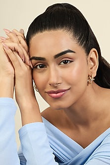 Gold Plated Mirror Tennis Eye Double Hoop Earrings
