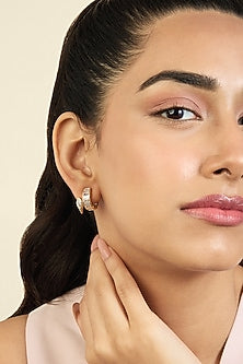 Gold Plated Mirror Tennis Huggie Earrings