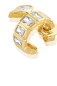 Gold Plated Mirror Tennis Huggie Earrings