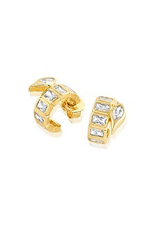 Gold Plated Mirror Tennis Huggie Earrings