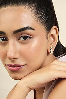 Gold Plated Mirror Punk Tennis Ear Climber Earrings