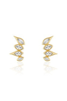 Gold Plated Mirror Punk Tennis Ear Climber Earrings