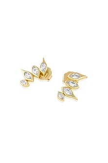 Gold Plated Mirror Punk Tennis Ear Climber Earrings