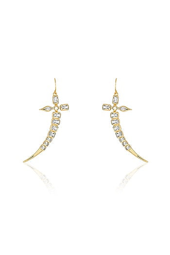 Gold Plated Mirror Tennis Sword Dangler Earrings