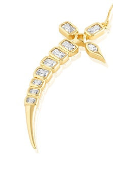 Gold Plated Mirror Tennis Sword Dangler Earrings