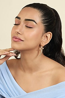 Gold Plated Mirror Tennis Sword Dangler Earrings