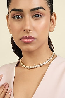 Gold Plated Mirror Tennis Eye Choker Necklace