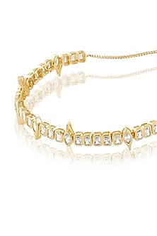 Gold Plated Mirror Tennis Eye Choker Necklace