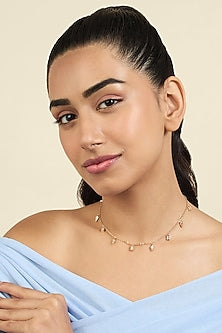Gold Plated Mirror Tennis Charm Choker Necklace