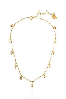 Gold Plated Mirror Tennis Charm Choker Necklace