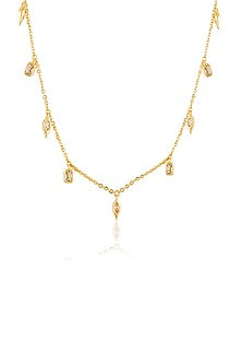 Gold Plated Mirror Tennis Charm Choker Necklace