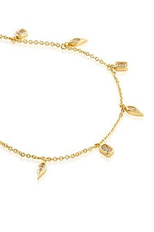 Gold Plated Mirror Tennis Charm Choker Necklace