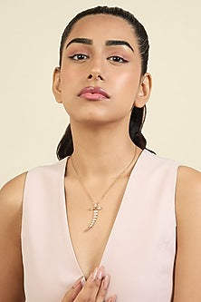 Gold Plated Mirror Tennis Sword Pendant Necklace