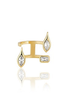 Gold Plated Mirror Tennis Front Open Ring