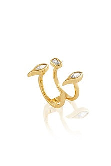 Gold Plated Mirror Tennis Front Open Ring