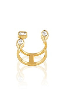 Gold Plated Mirror Tennis Front Open Ring