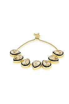 Gold Plated Red Crystal Enameled Bracelet