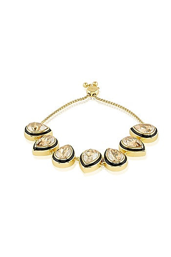 Gold Plated Red Crystal Enameled Bracelet