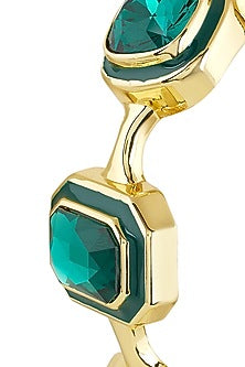 Gold Plated Green Crystal Open Cuff