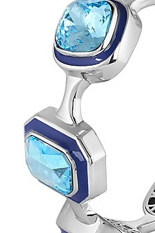 Gold Plated Aquamarine Crystal Open Cuff