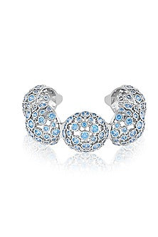 Gold Plated Blue Crystal Open Ball Cuff