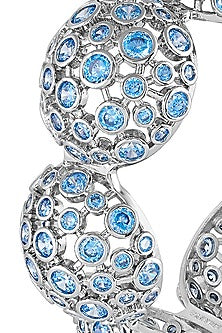 Gold Plated Blue Crystal Open Ball Cuff