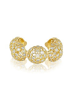 Gold Plated White Crystal Open Ball Cuff