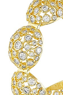 Gold Plated White Crystal Open Ball Cuff
