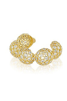 Gold Plated White Crystal Open Ball Cuff