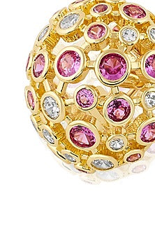 Gold Plated White & Pink Crystal Stud Earrings