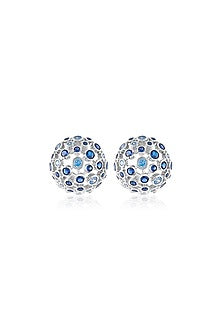 Gold Plated Blue Crystal Stud Earrings