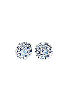 Gold Plated Blue Crystal Stud Earrings