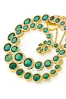 Gold Plated Green Crystal Galaxy Spiral Stud Earrings