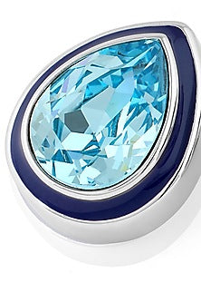 Gold Plated Aquamarine Crystal Enameled Stud Earrings