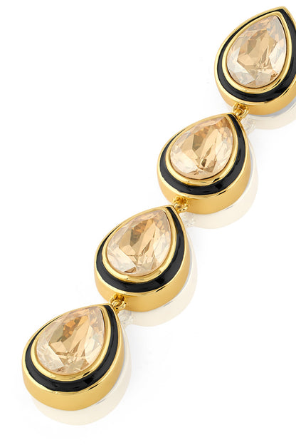 Gold Plated Crystal Enameled Dangler Earrings