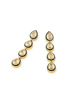 Gold Plated Crystal Enameled Dangler Earrings