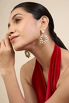Gold Plated White Crystal Dangler Earrings