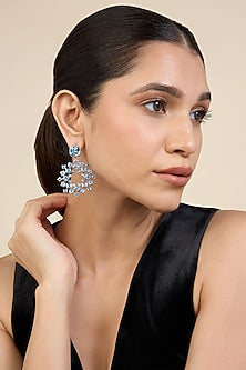 Gold Plated Aquamarine Crystal Dangler Earrings