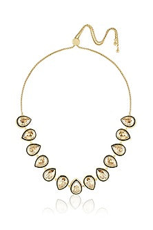 Gold Plated Crystal Enameled Choker Necklace