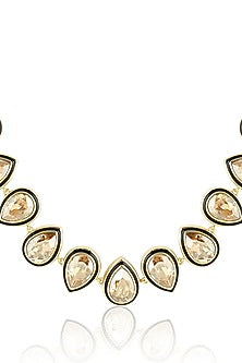 Gold Plated Crystal Enameled Choker Necklace